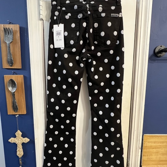 7 For All Mankind Black and White Polka Dot Flare Jeans - Picture 1 of 5